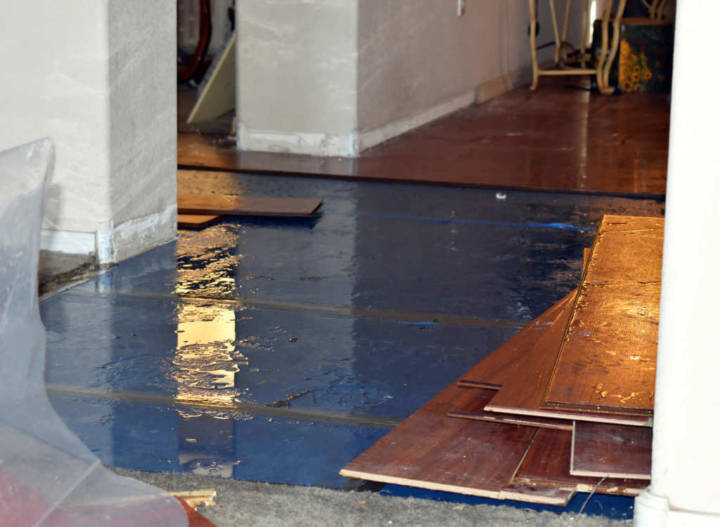 water damage in a room